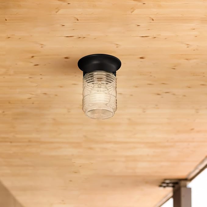 Design House 2-Pack Jelly Jar 1-Light Indoor/Outdoor Flush Mount Ceiling Light, Black, 587576 | Ceiling Mount, Rustic, Steel, 2-Pack, Lighting, 587576