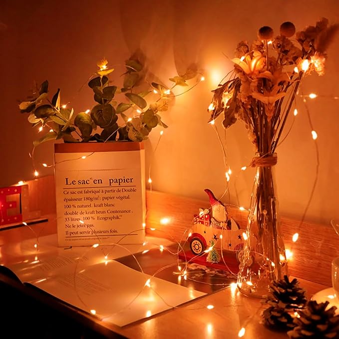 6 Pack Fairy Lights Battery Operated with Remote Timer 8 Lighting Modes,7ft 20 LED Waterproof Mini String Lights for Halloween Christmas Table Centerpieces Bedroom Decorations,Orange