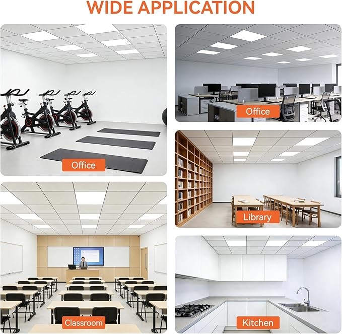 OKQ 2x2 LED Flat Panel Light - Selectable 5 CCT 3000K-6500K & 5 Wattage 20-40W 6000Lm 0-10V Dimmable 2x2 led Drop Ceiling Lights 120-277V for Commercial and Home 2Pack ETL Listed
