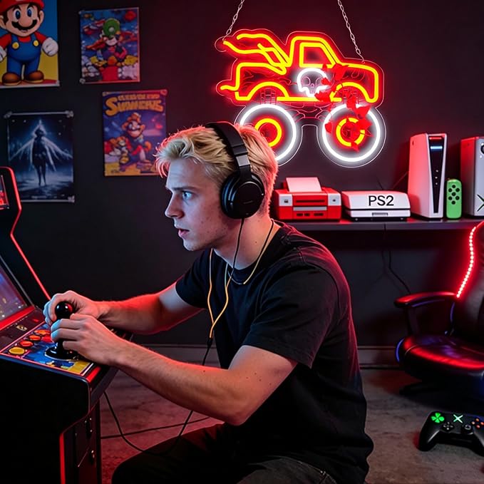 AHlove Truck Neon Sign for Wall Decor,LED Neon Lights for Game Room、Man Cave,Birthday、Christmas Gifts for Teen Boys and Girls