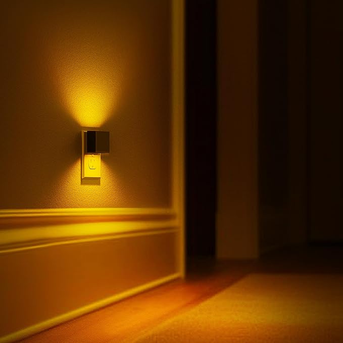 L LOHAS LED Plug in Night Light with Motion Sensor and Dusk to Dawn Sensor | LED Night Light Brightness Adjustable,1800K Amber, Nightlight for Bathroom Hallway Kitchen 2 Pack