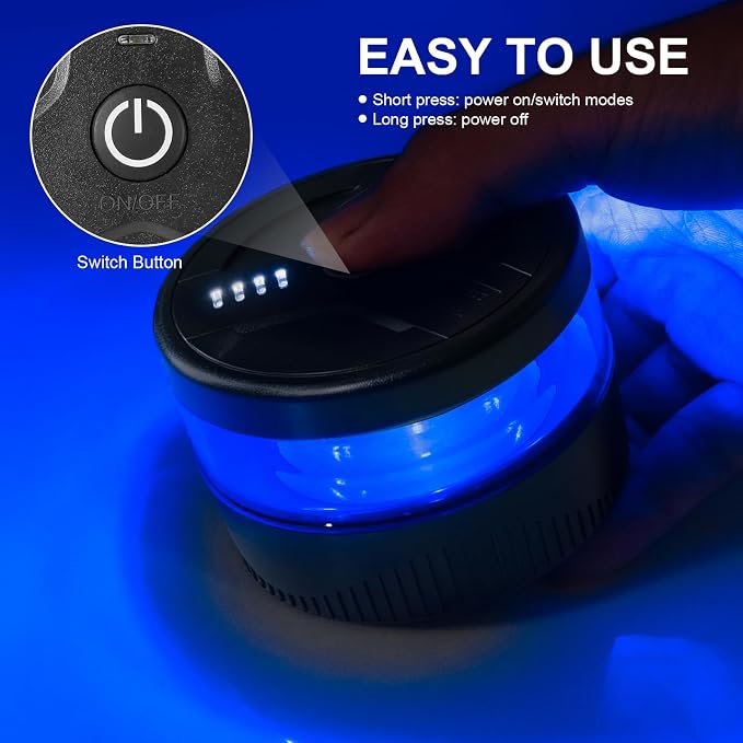 NeaLia Magnetic Wireless Beacon Light, USB-C Strobe Light, Blue | Rechargeable, IP67 Waterproof, Emergency Flashing for Volunteer Firefighter, POV, Highway