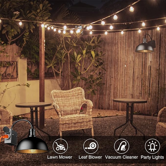 Bdrofn 2-Pack Outdoor Wall Sconces, Exterior Farmhouse Gooseneck Barn Light, Vintage Matte Black Outside Wall Lighting Fixture, Anti-Rust Waterproof Outdoor Light for House Porch Garage Entryway