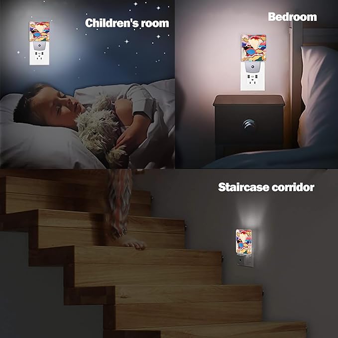 Colorful Mushrooms Night Light, Dusk to Dawn Smart Sensor Nightlight for Bedroom Bathroom Kitchen Hallway Stairs Hallway, Plug-in, Energy Efficient Decor Desk Lamp Gifts