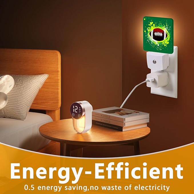 American Football Night Light, Plug-into Abstract Football Ball Nightlight White LED Lamp, Energy Efficient Decor Desk Lamp for Bedroom Hallway Stairs Bathroom