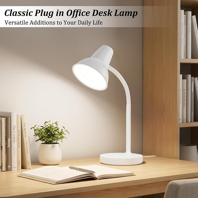 LED Desk Lamps for Home Office, Flexible Gooseneck Eye-Caring Study Lamps | Energy-Saving Desk Light, Anti-tip Heavy Duty Bedside Reading Light, Desk Lamps for College Dorm, Home Office, with 1.6m Cord