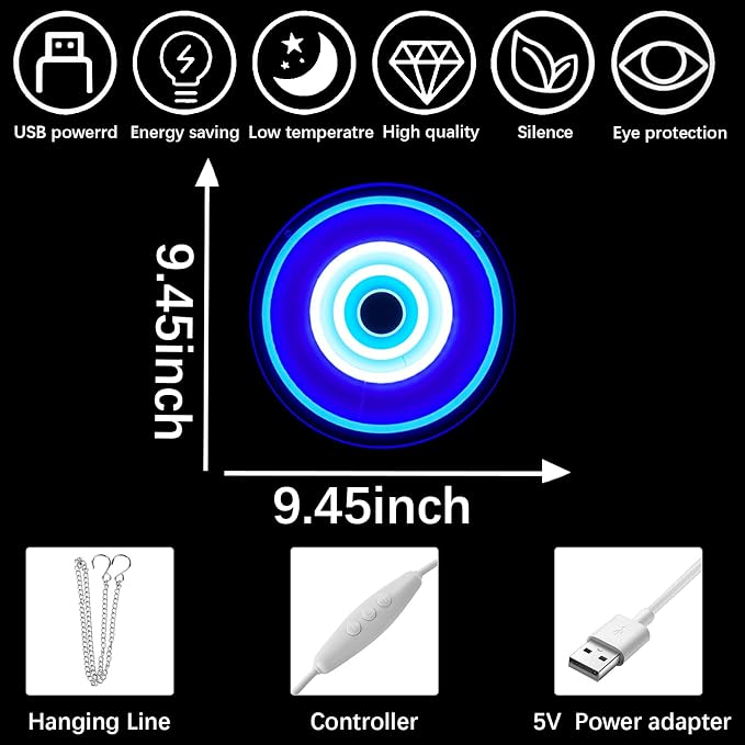 Protection Neon Sign Evil Eye Sign Greece Led Sign Light Dimmable LED Man Cave Bar Garage Wall Lights for Bedroom Windows Glass Pub Cafe Birthday Party Gifts