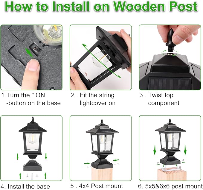 Derynome Solar Post Cap Lights,Waterproof Outdoor Light for 4x4 Wooden Posts, Solar Lights with Glass Shade for Deck Fence Patio Post Decor,Matte Black (2 Pack)
