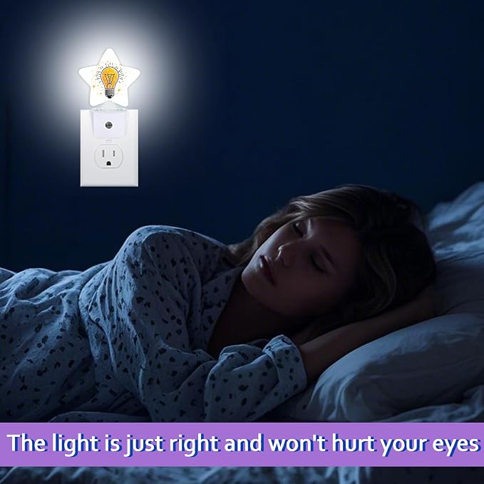 Gold Light Bulb Night Lights Plug Into Wall Decorative,Glitter Sleep Friendly Lamp, Energy Efficient Dusk-to-Dawn Sensor Nightlights for Kid Bedroom Nursery Bathroom