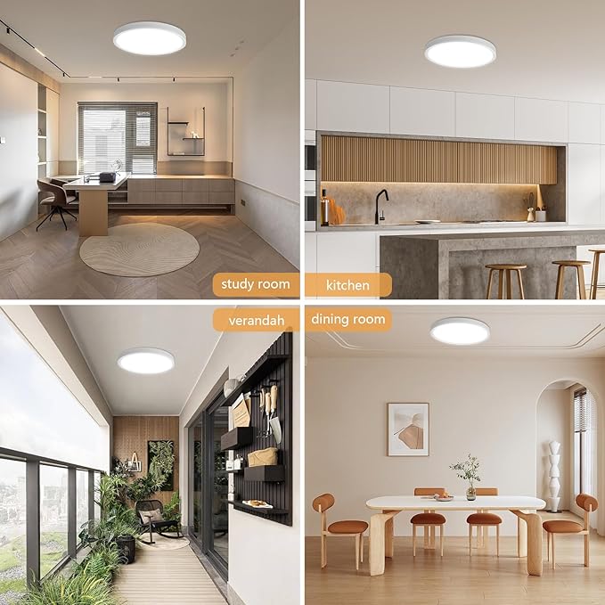 2PK 15.8 Inch Led Ceiling Light Flush Mount, 32W, 3480LM, 3000K/4000K/6000K CCT Selectable Super Slim LED Ceiling Light, Close to Ceiling Round Flat Panel Light for Hallway, Bedroom,Kitchen ect