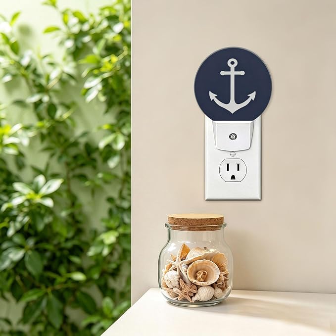 LED Night Light Anchor Night Lights Plug into Wall Auto on/Off | Marine Navigation Navy Blue Plug-in Night Light with Dusk to Dawn Sensor, Energy Saving Nightlight for Hallway Kitchen