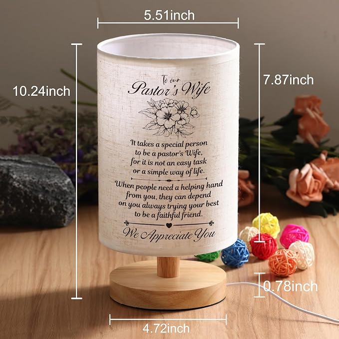 WSYEAR Pastor's Wife Appreciation Gifts, Pastors Day Gifts for Pastor's Wife, Clergy Appreciation Gifts for Pastor Wife, Table Lamp with Appreciation Words