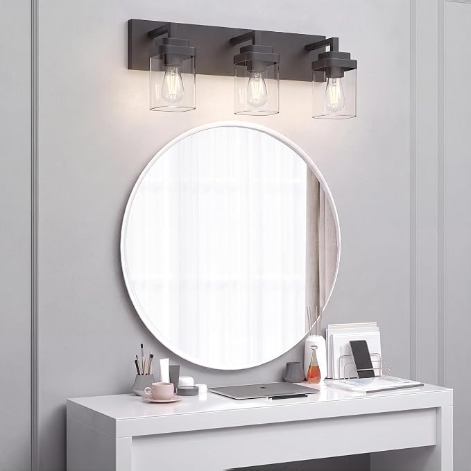 Bathroom Vanity Light, 3 Lights Morden Bathroom Lighting Fixtures Over Mirror, Black Bathroom Light Fixtures for Bathroom