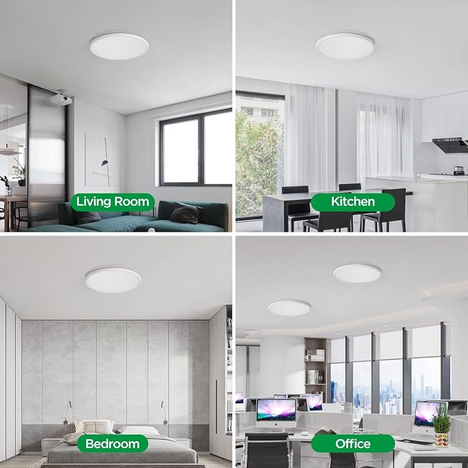TALOYA 18" Flush Mount LED Ceiling Light,36W 5CCT,Dimmable,2-Pack White | Ultra Slim Low Profile Round Ceiling Light Fixture for Bedroom,Living Room,Kitchen