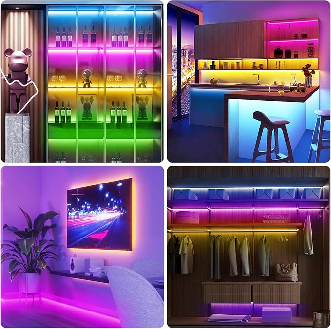 Led Lights for Bedroom 110FT (1 Roll), RGB Color Changing Led Strip Lights | Smart APP and IR Remote Control / Music Sync Color Change / Room Decoration / Party Festival Décor