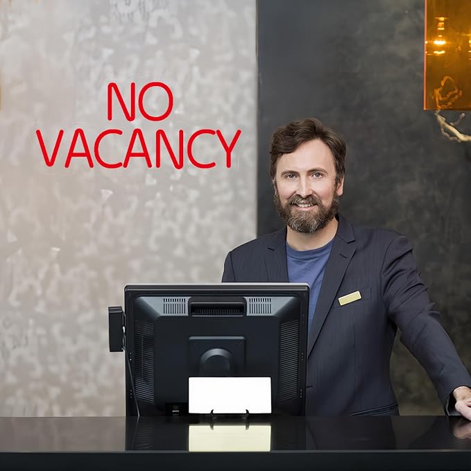 Red No Vacancy Neon Signs for Wall Decor Neon Lights for Bedroom Led Business Signs Suitable for Hotels Christmas Birthday Party Unique (16.7"*5")