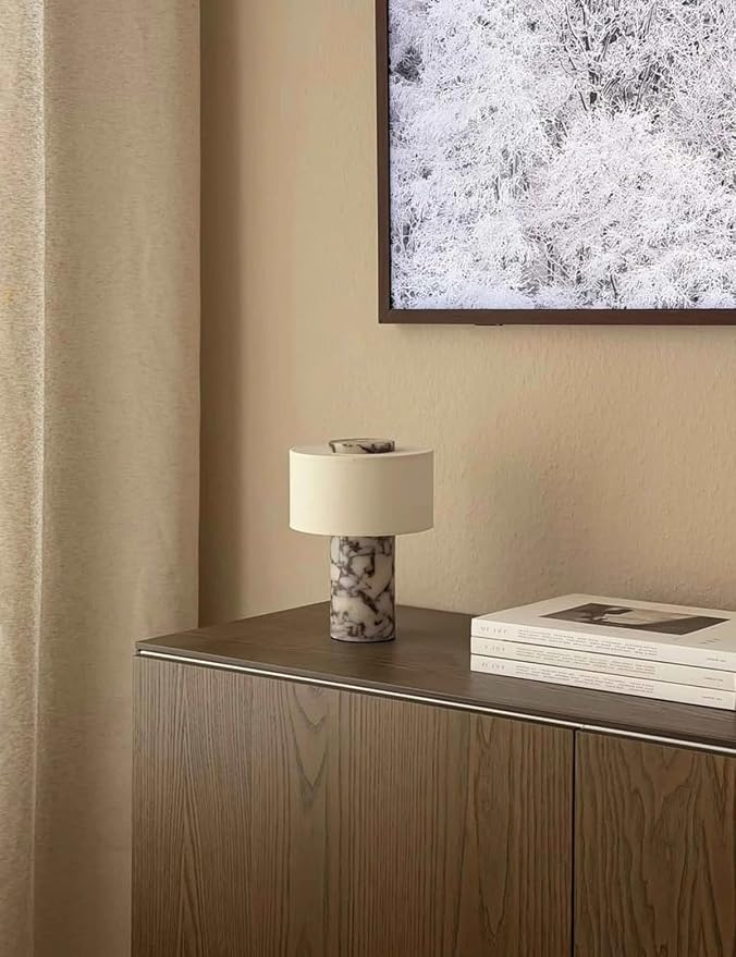 BSOD Marble Lamp, Stone Table Lamps Rechargeable Modern Decorative Touch Dimmable Cordless Luxury Design Bedside Lamp for Home Decor, Bedroom, Living Room & Office (Rechargeable Calacatta Viola Lamp)