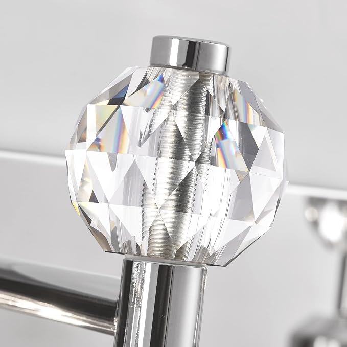 PRESDE Single Crystal Wall Sconce, Modern Chrome Vanity Light Fixture, 1-Light Wall Lamp for Bathroom Bedroom Hallway