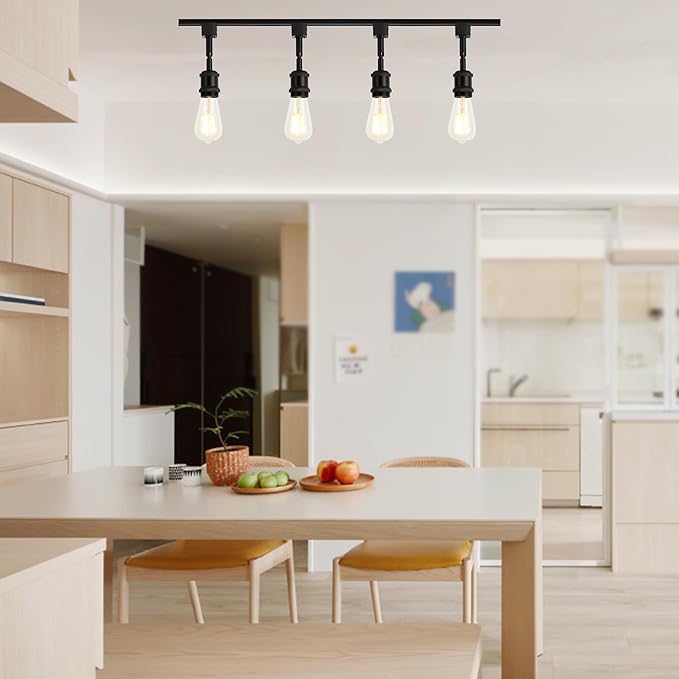 H Type Track Lighting Head to E26 Track Light Heads Modern Pendant Track Lighting Fixtures Ceiling for Kitchen, H Track Lighting Rail System Compatible, 4 Pack (No Bulbs)
