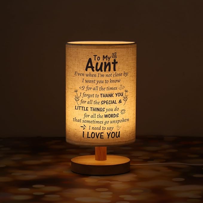 WSYEAR Aunt Birthday Gifts from Niece, Mothers Day Aunt Long Distance Gifts from Niece Nephew - Desk Bedside Lamp