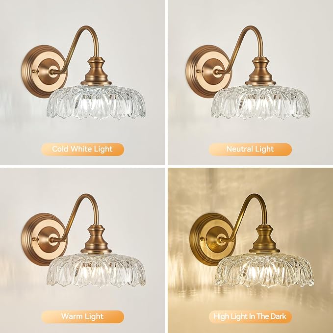HDDFL Vintage Wall Scone Bedside Wall Lamp Matte Brass Bedroom Light Fixtures in Door Lighting Fixture for Living Room Hallway Corridor