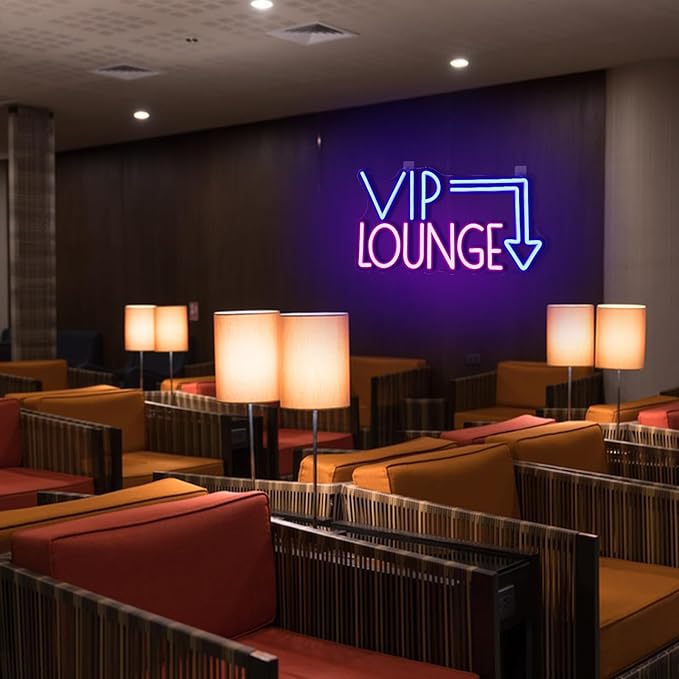 VIP Lounge Neon Sign for Wall Decor Dimmable VIP Led Light Signs Pink Blue Letters Neon Light for Bar Hotel Cafe VIP Room Airports Beauty Room Decoration