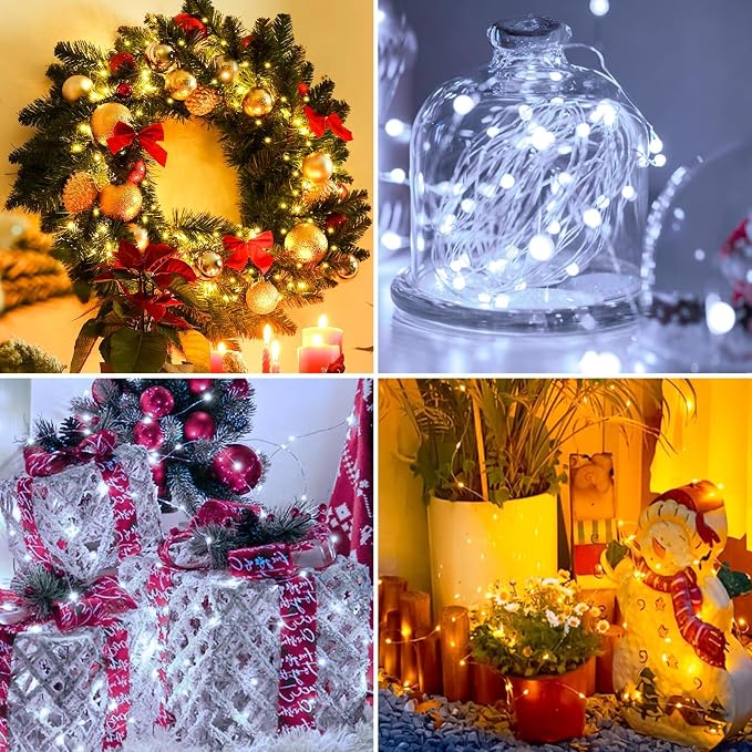 10 Pack Fairy Lights Battery Operated - 7ft 20 Led Twinkle Lights 3 Modes, Bulk Mini String Lights Waterproof for Mason Jars Vases DIY Party Wedding Decoration Christmas -Warm and Cold White