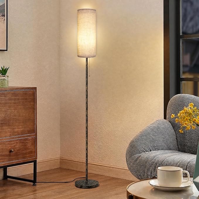 Ldeco Floor Lamp for Living Room Modern Standing Lamps with Lampshade Minimalist Tall Lamp with Switch Ajustable Color for Bedroom Reading LED Bulb Included Gold Black Brushed Body+Beige Shade