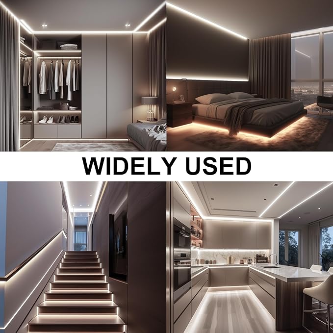 White COB LED Strip Lights 32.8ft, 6500K Dimmable Ultra Bright Daylight White 24V LED Light, 3200 LEDs Flexible CRI 93+ COB Light strips for room, Mirror, Kitchen, Bedroom(Remote control not included)