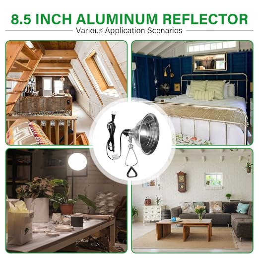 Simple Deluxe Clamp Lamp Light Socket with 8.5 Inch Aluminum Reflector, Suit for Max 150 Watt Lamp (No Bulb Included) with 18/2-Gauge 6 Feet Cord, 1-Pack