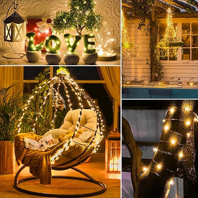 4 Pack 280Ft 800 LED Fairy Lights Battery Operated with Remote & Timer, Silver Wire Twinkle Lights Outdoor Indoor, Waterproof Fairy String Lights for DIY Bedroom Christmas Parties Tree Garden Decor
