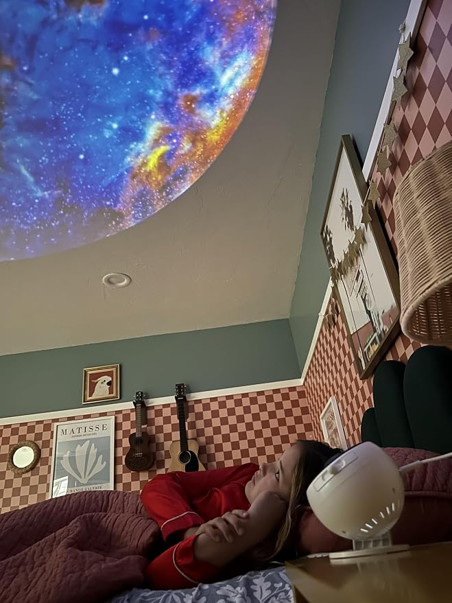 Lumi Galaxy Projector Star Projector Galaxy Light with 12 HD Film Discs | 360ยฐ Rotating Planetarium Room Lights for Bedroom Ceiling, Night Light for Kids, Aurora Northern Sky Display, Gift Idea