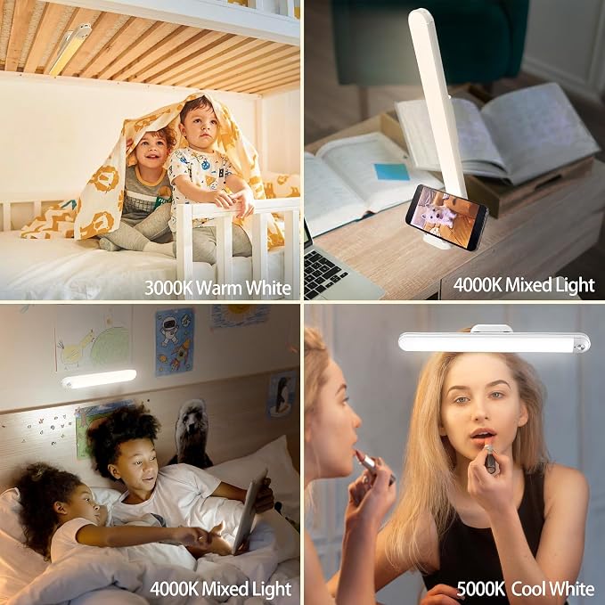 Bunk Bed Lights Dimmable Touch Light Bar Adjustable Color Temperature, Wireless Stick on Lighting for Kids, Wall Reading, Headboard Lamp, Bedroom, Closet, Under Cabinet, 30 LED 2200mAh Rechargeable