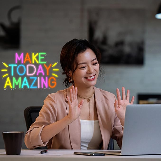 LISIGNVE Make Today Amazing Neon Sign Positive and Upward Quote Neon Light Sign for Wall Decor Rainbow Color Led Light Up Sign for Home Cafe Party Wedding Birthday School