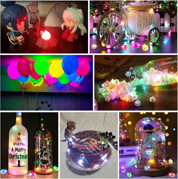 ZGWJ 50PCs Colorful Balloon Lights Mini, Battery Powered, Long Standby Time Waterproof Tiny Led Round Flash Light for Paper Lantern Balloon Party Easter Eggs Wedding Christmas Halloween Decorations