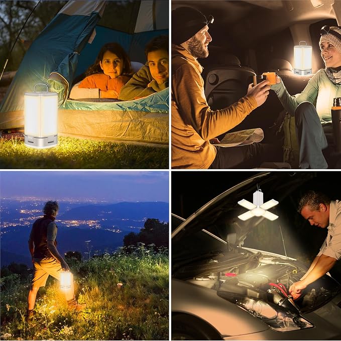 Blukar 116 LED Camping Lantern Rechargeable, Super Bright Camping Lights | 7 Lighting Modes, Innovative Foldable & Expandable Design, Long-Lasting Portable Tent Lamp for Power Out, Emergency,Hurricane