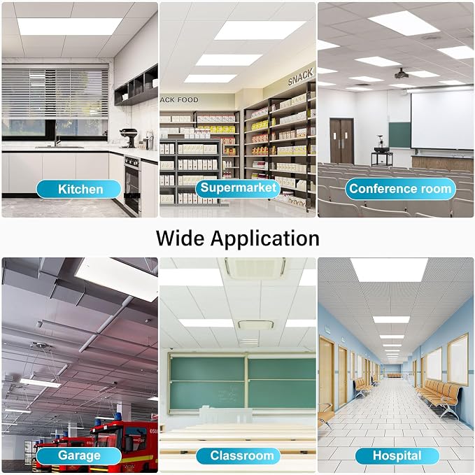 6Pack 2x4 LED Flat Panel Light, Drop Ceiling Light Fixture 6600LM | 50W Selectable Color Temperature 4000K/5000K/6000K, 5-100% TRIAC Dimmable, Recessed Back-lit Fixture for Office