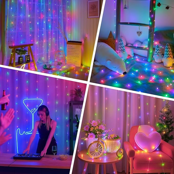 66FT(33 * 2) Multicolor Fairy Lights Battery Operated, 100 LED Twinkle Lights with Timer, Rechargeable String Lights for Bedroom, Christmas Decorations, Wedding, Centerpiece Table Decor Multicolor