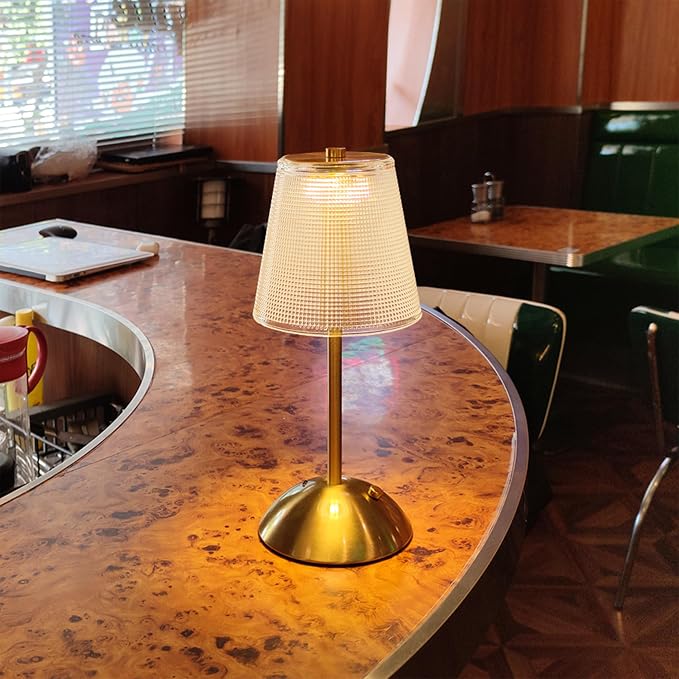 Cordless Table Lamp, 4000mAh Rechargeable Battery Operated Lamp, 3 Color Modes & Stepless Dimmable LED Touch Lamp, Portable Crystal Metal Beside Lamps for Bedroom Restaurant Outdoor(Black) | 2000mAh Battery Operated, 3 Color Modes, Dimmable LED Touch B...