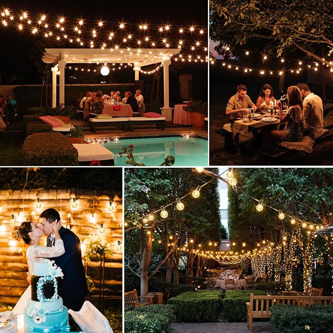 Yusist 300FT Solar String Lights Outdoor Waterproof with Remote,G40 Solar Powered String Lights with 60+3 LED Shatterproof Bulbs, Dimmable Solar Patio Hanging Lights for Outside Backyard Party