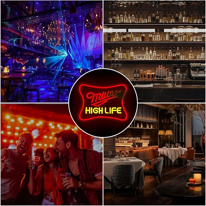 Beer Neon Sign Red Neon Lights for Wall Decor Dimmable Beer LED Signs for Bar Wall Light Up Signs for Bar Pub Club Man Cave LED Light Art Wall Lights