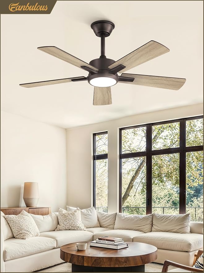 Fanbulous 42 Inch Oil Bronze Ceiling Fan with Light, Remote & APP Control | Stepless CCT & Dimmable Light, 20W LED Ceiling Fans, 6 Speeds, Reversible Quiet DC Motor, for Bedroom Living Room Apartment