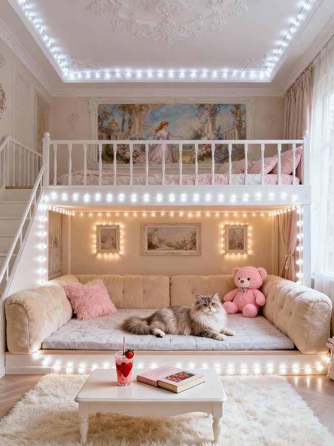 Led Strip Lights for Bedroom Dimmable 30 FT 540 Leds Rope Light Flexible Super Bright White Tape Lights for Ceiling Room Home Decor Luces Leds for DIY Living Room Kitchen Vanity Mirror Study Room