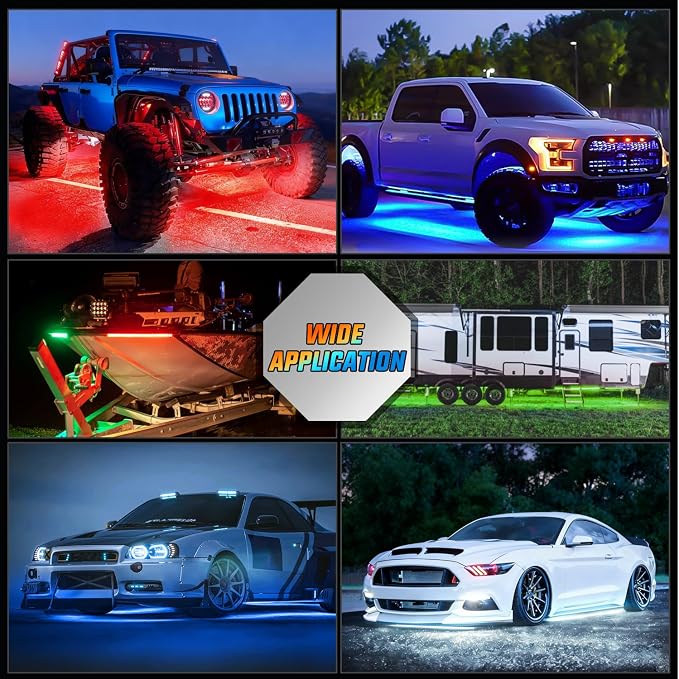 Nilight 4PCS Aluminum RGBW LED Underglow Strip Lights with APP & Remote | 396 LEDs Door Assist Multi Color DIY Sound Active Function Music Mode Underbody Light Strips for Car Truck RV