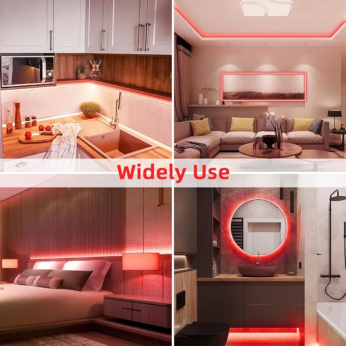 Lamomo Red Led Strip Lights 32.8Ft, 2 Roll Neon Rope Strip 0.39In/Cut, 12V Flex Waterproof Silicone DIY Neon Sign for Kitchen Bedroom Commercial Decor, 6mm Width(Power Adapter not Included)