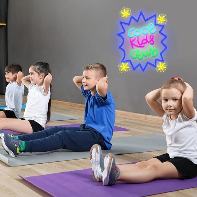 Cool Kids Club Neon Sign for Wall Decor Cool Kids Classroom Neon Light Dimmable Club LED Light Up Sign for Playroom Bedroom Party Classroom Shop Home(15.75 * 12.6In)