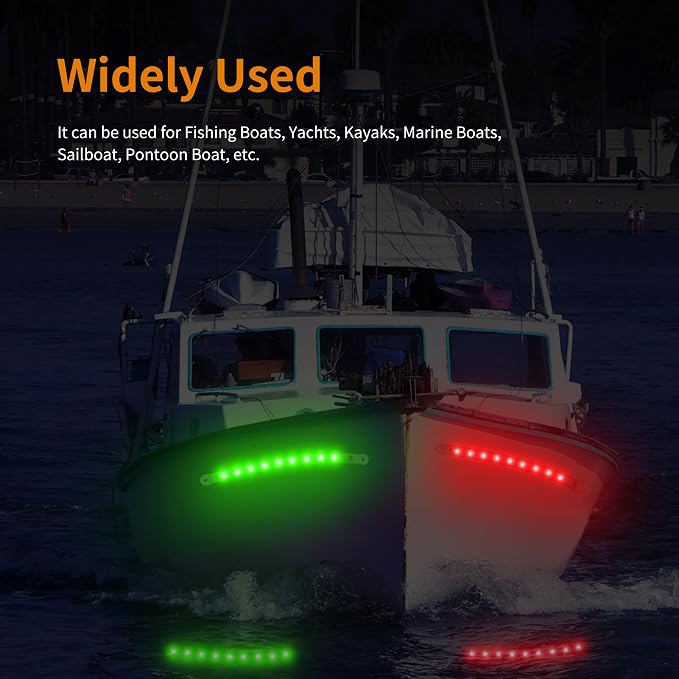 RVZONE Boat Navigation Lights, Boat Red and Green Bow Lights Navigation Lighting for Boats Led Deck Lighting for Night Fishing, Yacht, Kayak, BassBoat, PontoonBoat