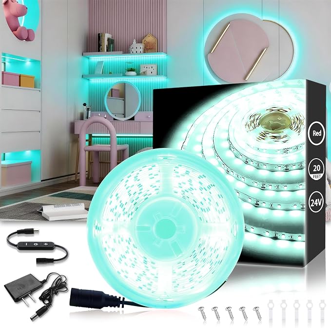 Teal 50 Foot Led Lights Strip Indoor Rope Lights Easy DIY Cuttable Strip Lights for Room Bathroom Living Room Kitchen Ceiling Wall Vanity Mirror Decor