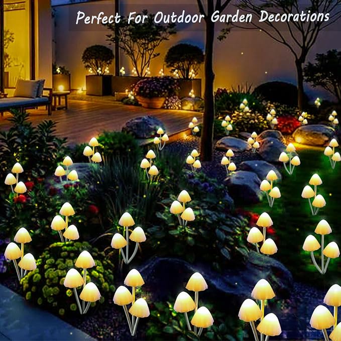 Solar Mushroom Lights for Outside, 6Pack 18 LED Mushrooms with 8 Lighting Modes, Unique Mushroom Garden Decor Gifts, Cute Mushroom Solar Lights Outdoor Garden for Path,Landscape,Yard,Patio,Lawn Decor