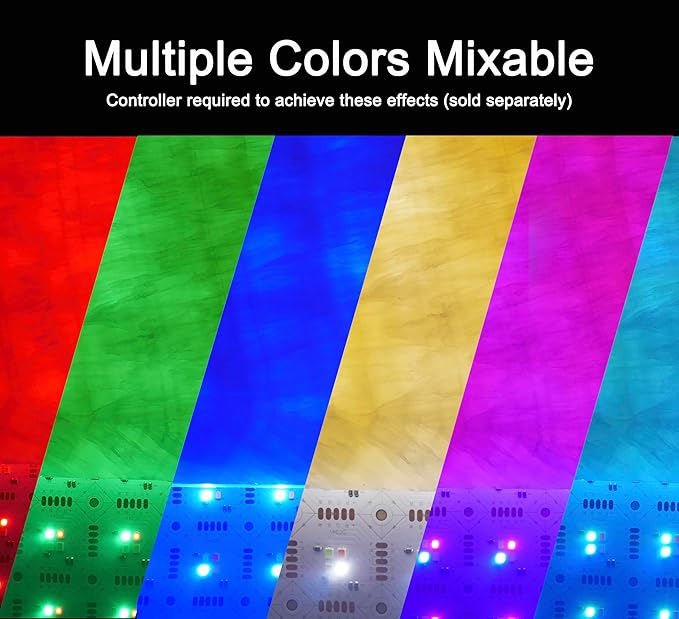 1-Pack LED Backlight Sheet 24V 45W RGBC 6000K White, 19.3X9.6 inches Each Unit, Dimmable Flexible LED Panel Sheet for Backlit Translucent Stone/Marble/Onyx/Quartz Countertops Walls